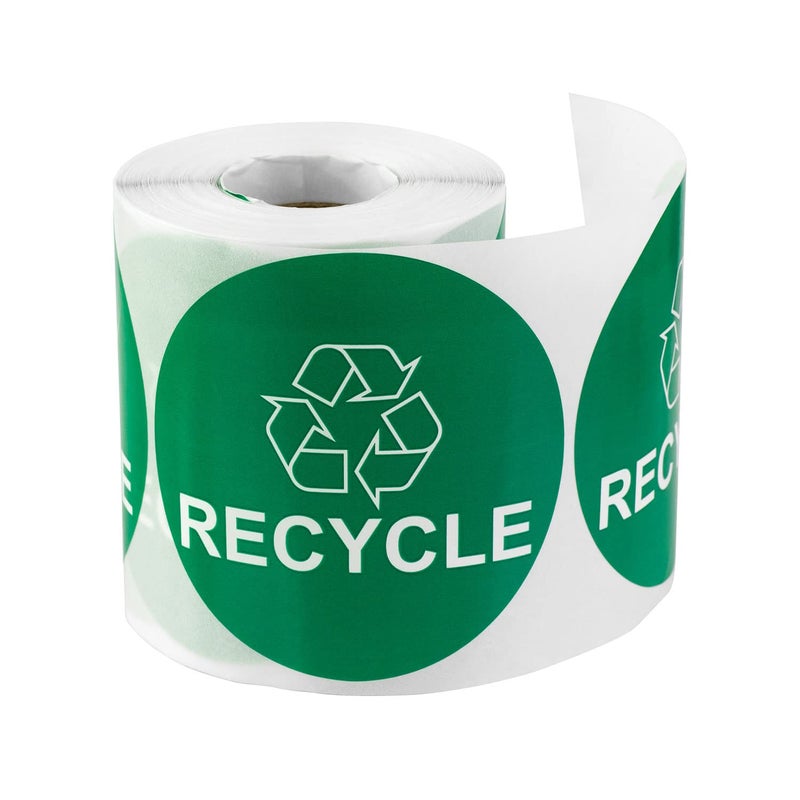 OfficeSmartLabels Recycling Labels with Recycle Symbol (3 inch, Green - 300 Labels) Circle Dot Recycle Stickers for Trash Cans, Containers or Walls - Image 1